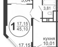 1-комнатная квартира площадью 45 кв.м, Московская ул., 52 | цена 3 314 850 руб. | www.metrprice.ru