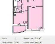 1-комнатная квартира площадью 43 кв.м, Героев пр-кт, 8 | цена 3 293 000 руб. | www.metrprice.ru