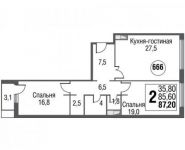 2-комнатная квартира площадью 87.3 кв.м, проезд Серебрякова, 11-13к1 | цена 14 592 911 руб. | www.metrprice.ru