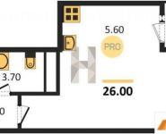 1-комнатная квартира площадью 26 кв.м,  | цена 1 634 260 руб. | www.metrprice.ru