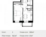 1-комнатная квартира площадью 36.2 кв.м, Липовая ул., ДВЛ3 | цена 3 428 611 руб. | www.metrprice.ru