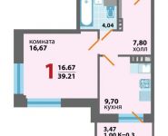 1-комнатная квартира площадью 39.21 кв.м, улица Тайнинская, д.20 | цена 3 764 160 руб. | www.metrprice.ru