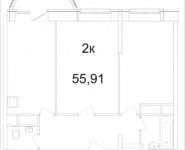 2-комнатная квартира площадью 55.91 кв.м, Ясная, 8, корп.5 | цена 4 128 954 руб. | www.metrprice.ru