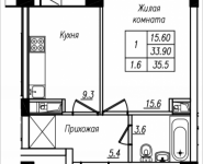 1-комнатная квартира площадью 35.5 кв.м, Просвещения, 12 | цена 1 971 075 руб. | www.metrprice.ru