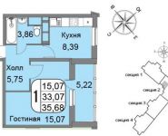 1-комнатная квартира площадью 35.7 кв.м, Большая Очаковская улица, 44 | цена 6 119 120 руб. | www.metrprice.ru