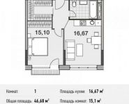 1-комнатная квартира площадью 46.7 кв.м, улица Энергетиков, 6 | цена 9 614 630 руб. | www.metrprice.ru