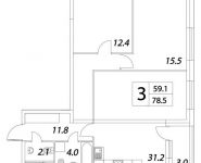 3-комнатная квартира площадью 78.5 кв.м, Тагильская улица, 4с22 | цена 8 711 538 руб. | www.metrprice.ru