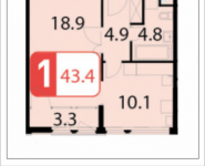 1-комнатная квартира площадью 43.6 кв.м, Ивановская, 7, корп.7Б | цена 3 982 860 руб. | www.metrprice.ru