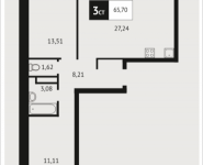3-комнатная квартира площадью 65.7 кв.м, Клубная, 9 | цена 5 778 446 руб. | www.metrprice.ru