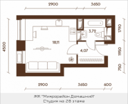 1-комнатная квартира площадью 25.9 кв.м, ул. Донецкая, 30, корп.2 | цена 3 959 023 руб. | www.metrprice.ru