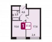 1-комнатная квартира площадью 37 кв.м, Северный кв-л | цена 2 683 800 руб. | www.metrprice.ru
