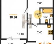 1-комнатная квартира площадью 38.8 кв.м,  | цена 2 877 020 руб. | www.metrprice.ru