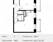 2-комнатная квартира площадью 46 кв.м,  | цена 3 694 950 руб. | www.metrprice.ru