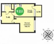 1-комнатная квартира площадью 39.9 кв.м, микрорайон Богородский, 2 | цена 2 491 875 руб. | www.metrprice.ru