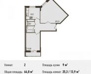 2-комнатная квартира площадью 64.8 кв.м, Бережок ул., 4 | цена 3 746 736 руб. | www.metrprice.ru