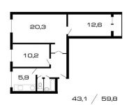 3-комнатная квартира площадью 60 кв.м, Борисовский пр., 10К1 | цена 7 950 000 руб. | www.metrprice.ru