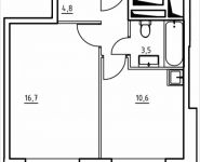 1-комнатная квартира площадью 35.6 кв.м, 1-й Грайвороновский пр, 1 стр 1 | цена 4 734 800 руб. | www.metrprice.ru