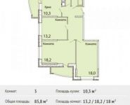 3-комнатная квартира площадью 85.8 кв.м,  | цена 5 199 677 руб. | www.metrprice.ru