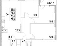 1-комнатная квартира площадью 37.8 кв.м, 2-я Муравская | цена 5 220 028 руб. | www.metrprice.ru