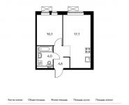 1-комнатная квартира площадью 35.8 кв.м,  | цена 4 288 840 руб. | www.metrprice.ru