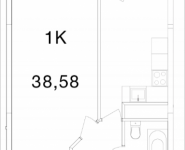 1-комнатная квартира площадью 38.58 кв.м, Ясная, 8, корп.8 | цена 2 771 832 руб. | www.metrprice.ru