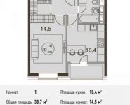 1-комнатная квартира площадью 38.7 кв.м, Каширское ш., 65 | цена 5 882 400 руб. | www.metrprice.ru