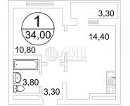 1-комнатная квартира площадью 34 кв.м,  | цена 2 850 000 руб. | www.metrprice.ru