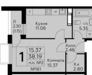 1-комнатная квартира площадью 38.2 кв.м в ЖК "Южное Бунино",  | цена 3 087 471 руб. | www.metrprice.ru