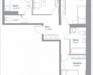 3-комнатная квартира площадью 74.08 кв.м, Новорязанское шоссе, 11, корп.11 | цена 4 681 856 руб. | www.metrprice.ru