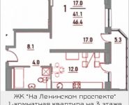 1-комнатная квартира площадью 46 кв.м, Ленинский пр-т, 16 | цена 4 408 000 руб. | www.metrprice.ru