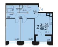 2-комнатная квартира площадью 69 кв.м, Берзарина ул., 28С3 | цена 12 726 104 руб. | www.metrprice.ru