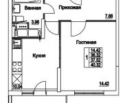 1-комнатная квартира площадью 37.52 кв.м, 2-я Муравская | цена 5 238 092 руб. | www.metrprice.ru