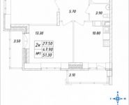 2-комнатная квартира площадью 51.3 кв.м, Горная, 6 | цена 3 688 470 руб. | www.metrprice.ru