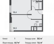 1-комнатная квартира площадью 46.9 кв.м в Апартаменты "Волга", Спасская Большая ул., 4С1 | цена 14 961 100 руб. | www.metrprice.ru