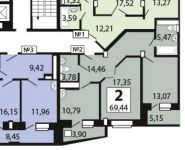 2-комнатная квартира площадью 69.4 кв.м, Овражная улица, 4 | цена 4 300 000 руб. | www.metrprice.ru