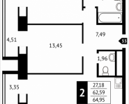 2-комнатная квартира площадью 65 кв.м, Клубная, 13 | цена 6 279 000 руб. | www.metrprice.ru