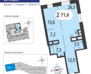 2-комнатная квартира площадью 71.2 кв.м, Староалексеевская улица, вл5 | цена 15 903 784 руб. | www.metrprice.ru