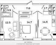 2-комнатная квартира площадью 55.2 кв.м, Рязанский проспект, 2, корп.М2 | цена 9 475 908 руб. | www.metrprice.ru