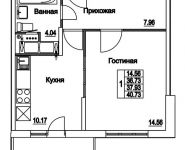 1-комнатная квартира площадью 37.93 кв.м, 2-я Муравская | цена 5 142 397 руб. | www.metrprice.ru