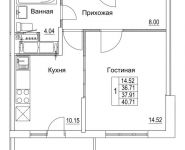 1-комнатная квартира площадью 37.91 кв.м, 2-я Муравская | цена 4 937 155 руб. | www.metrprice.ru