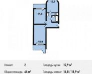 2-комнатная квартира площадью 64 кв.м,  | цена 3 899 200 руб. | www.metrprice.ru