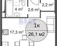 1-комнатная квартира площадью 27 кв.м, квартал Северный, 5 | цена 2 650 000 руб. | www.metrprice.ru
