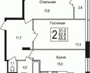 2-комнатная квартира площадью 65.6 кв.м, Щелково платф, 1 | цена 3 824 480 руб. | www.metrprice.ru