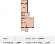 2-комнатная квартира площадью 58 кв.м, Родниковая ул. | цена 5 707 256 руб. | www.metrprice.ru