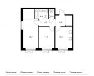2-комнатная квартира площадью 58.1 кв.м,  | цена 5 205 760 руб. | www.metrprice.ru