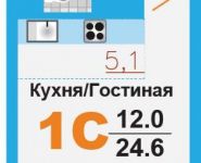 1-комнатная квартира площадью 24.6 кв.м, улица Заборье, д.28к3 | цена 1 455 090 руб. | www.metrprice.ru