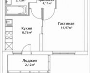 1-комнатная квартира площадью 34.04 кв.м, Родниковая, корп.5 | цена 3 779 716 руб. | www.metrprice.ru