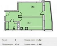 1-комнатная квартира площадью 47 кв.м, Хлебозаводская улица, 20 | цена 2 842 560 руб. | www.metrprice.ru