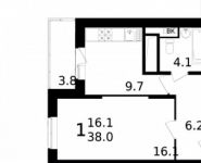 1-комнатная квартира площадью 38 кв.м, Колпакова ул., 44 | цена 3 144 561 руб. | www.metrprice.ru