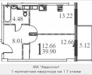 1-комнатная квартира площадью 39.9 кв.м в ЖК "Авентин", Железнодорожная, 33, корп.2 | цена 2 946 775 руб. | www.metrprice.ru